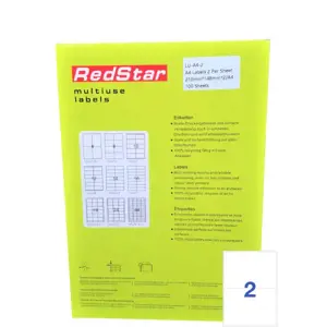 A4 formato etiketės po 2 lapus 210x148x2/ 100 lapų