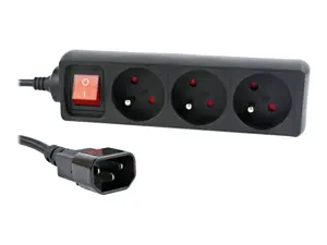 Gembird EG-PSU3F-01 UPS maitinimo juosta, 3 FR lizdai, C14 kištukas, 10 A, 0,6 m ilgio kabelis, juoda spalva