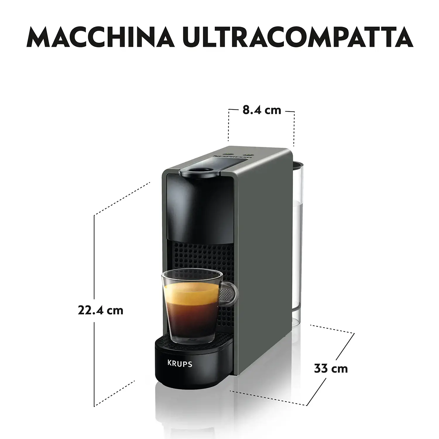 Krups Essenza Mini XN110B10, Kapsulinis kavos aparatas, 0,6 l, Kavos kapsulės, 1310 W, juodas, pilkas