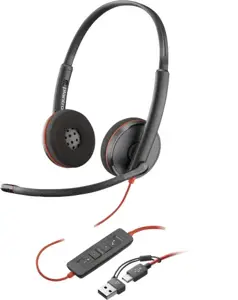 POLY Blackwire 3220 Stereo USB-C Headset +USB-C/A Adapter, Wired, Business/Everyday, 119 g, Headset…