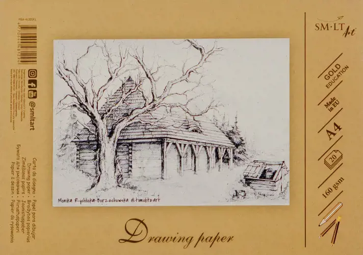 Braižybos ir piešimo popierius SMLT A4, 160 g/m2, 20 lapų, klijuotas