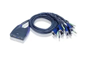 ATEN 4 prievadų USB VGA KVM perjungiklis su garsu, 2048 x 1536 taškų, QXGA, 0,9 W, mėlynas