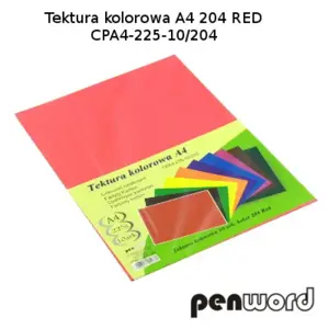 Kartonas A4/10l 225g PenWord  raudonas