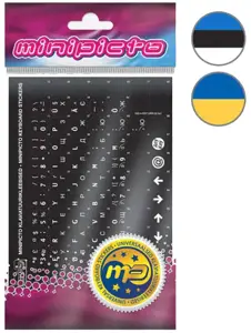 "Minipicto" klaviatūros lipdukai EST/UKR, juodi/matiniai (KB-UNI-ESTUKR02TW-BL)