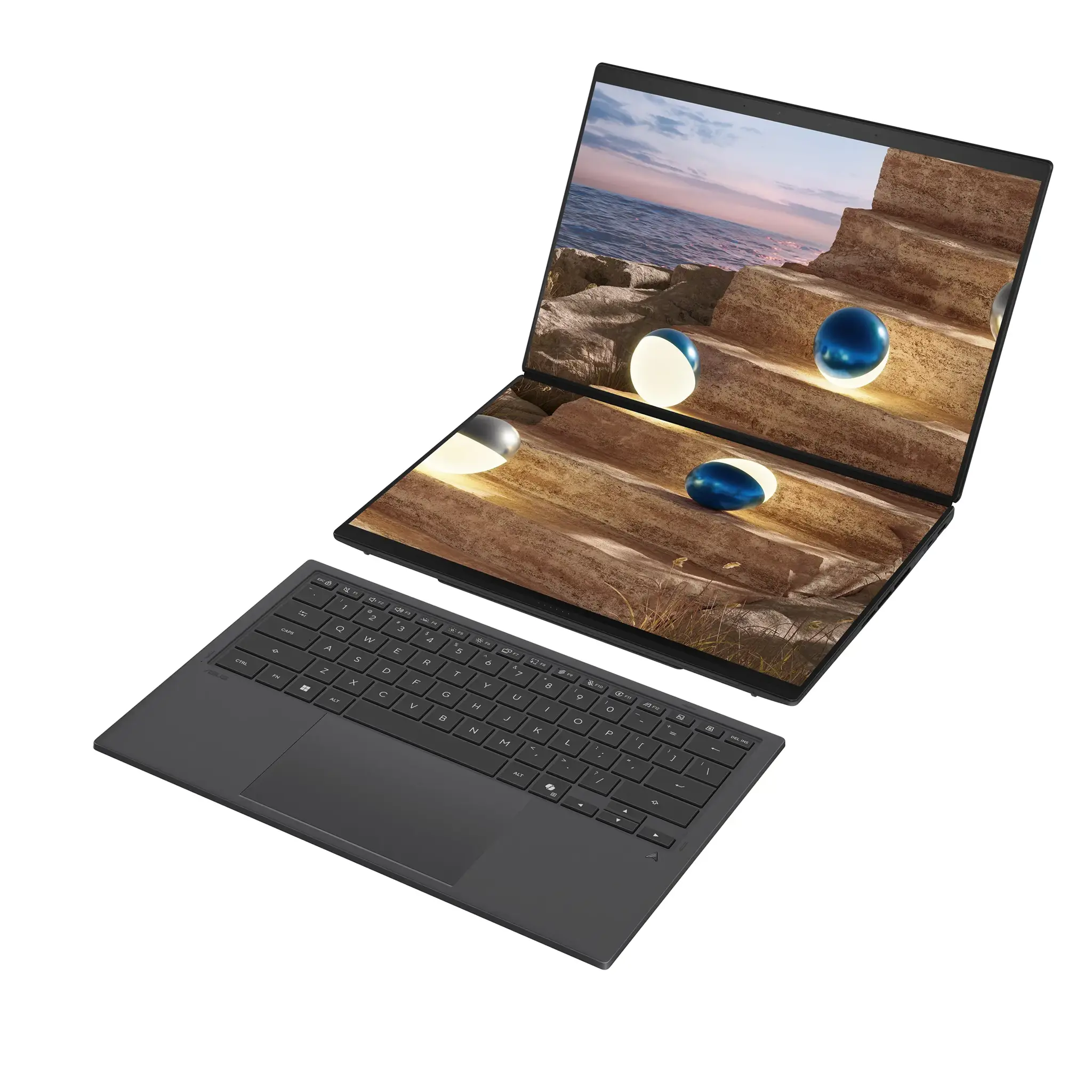 Nešiojamas kompiuteris ASUS Zenbook Duo UX8407AA-SN066W, 378H, 2 TB, 14 Coliai, Windows 11 Pro