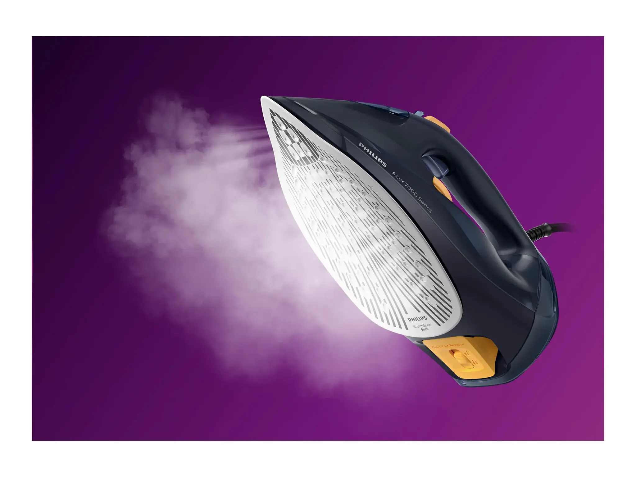 "Philips" 7000 serijos DST7060/20 HV garinis lygintuvas mėlyna/geltona, garinis lygintuvas, "SteamGlide Elite" padas, 2 m, 250 g/min, mėlyna, geltona, 55 g/min