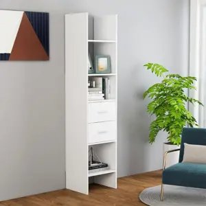 Spintelė knygoms, baltos spalvos, 40x35x180cm, apdirbta mediena