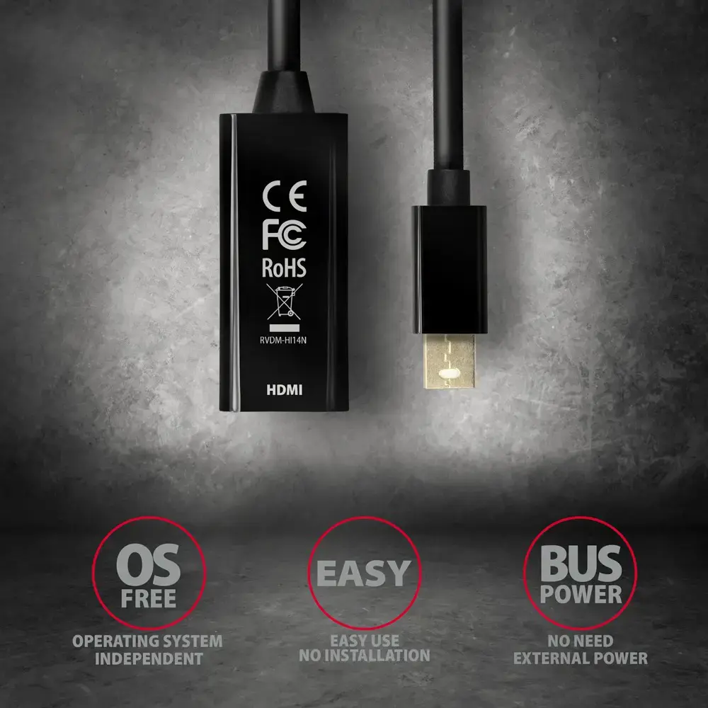 AXAGON RVDM-HI14N Mini DP > HDMI 1.4 adapteris 4K/30Hz