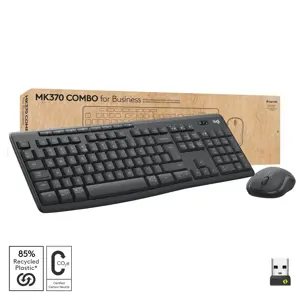 Logitech MK370 Combo for Business, Wireless, RF Wireless + Bluetooth, Membrane, QWERTY, Graphite, Mouse included