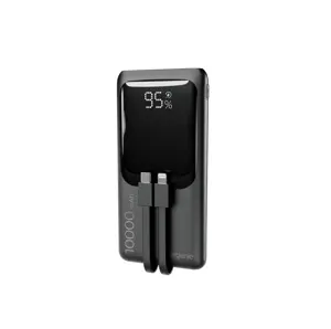 Gembird PB10-PD20-LCD-01 Fast charging power bank with integrated cables, 20W, 10000 mAh, black