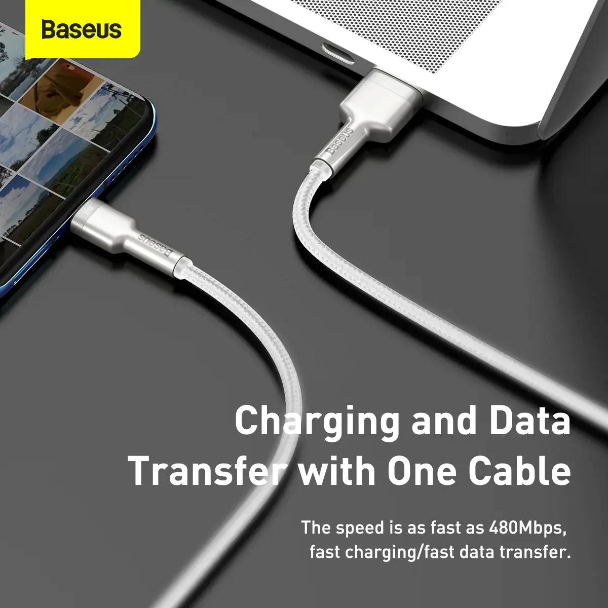 USB cable for USB-C Baseus Cafule, 66W, 1m (white)