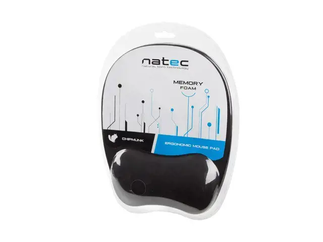 NATEC NPF-0784 "Natec" pelės kilimėlis Ergonominis CHIPMUNK atminties putų užpildas, juodas