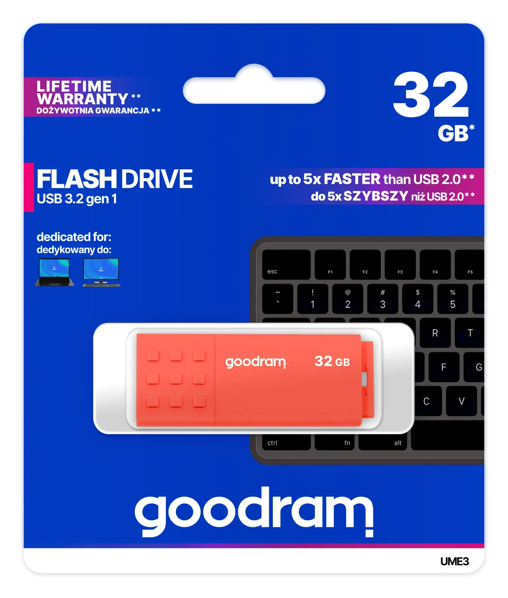 GOODRAM UME3-0320O0R11 GOODRAM atmintinė USB UME3 32GB USB 3.0 oranžinė