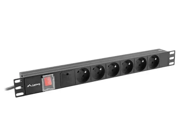 LANBERG stovo PDU 19 colių 1U 16A 6x prancūziškas 2 m juodas