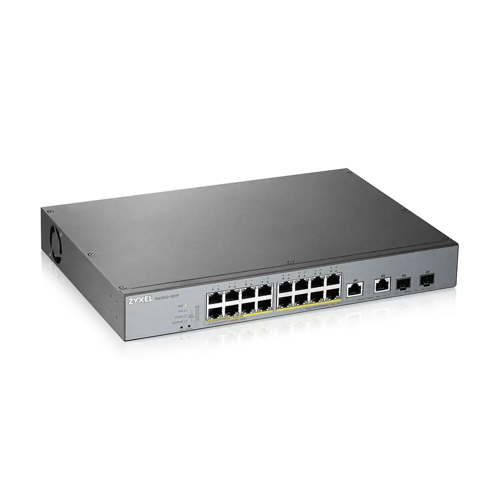 Zyxel GS1350-18HP-EU0101F, valdomas, L2, Gigabit Ethernet (10/100/1000), maitinimas per Ethernet (PoE), montuojamas į stovą