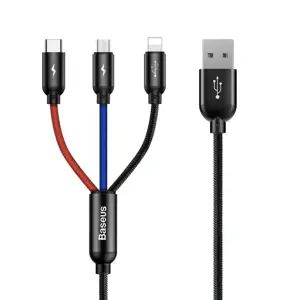 Baseus 3in1 kabelis USB-C | Lightning | Micro 3,5A 0,3m juodas