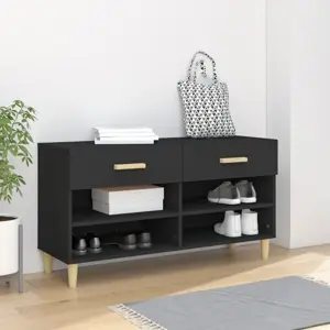 Spintelė batams, juodos spalvos, 102x35x55cm, apdirbta mediena