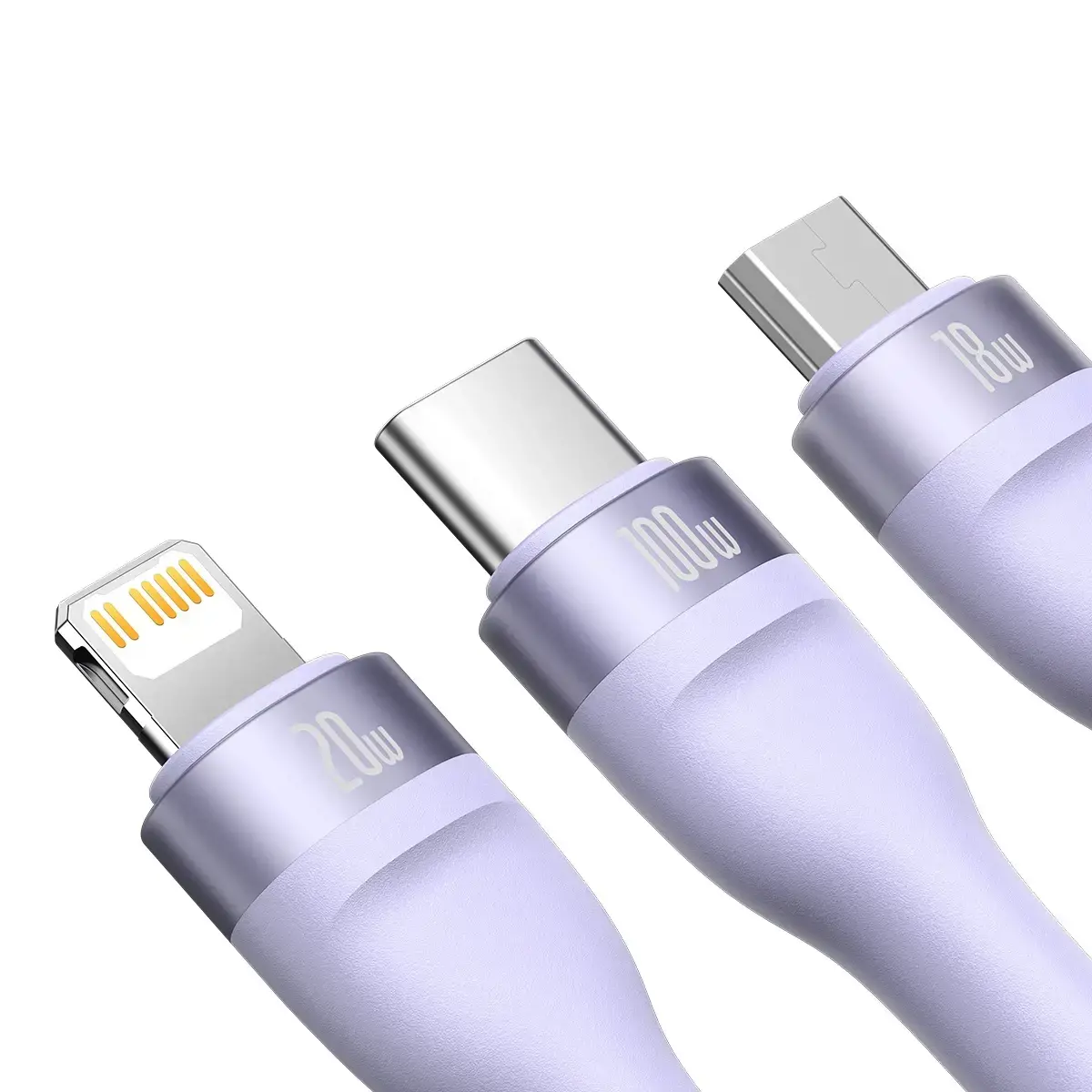 Baseus Flash Series II USB Type C | USB Type A cable - USB Type C | Lightning | micro USB 100 W 1.2 m purple (CASS030105)