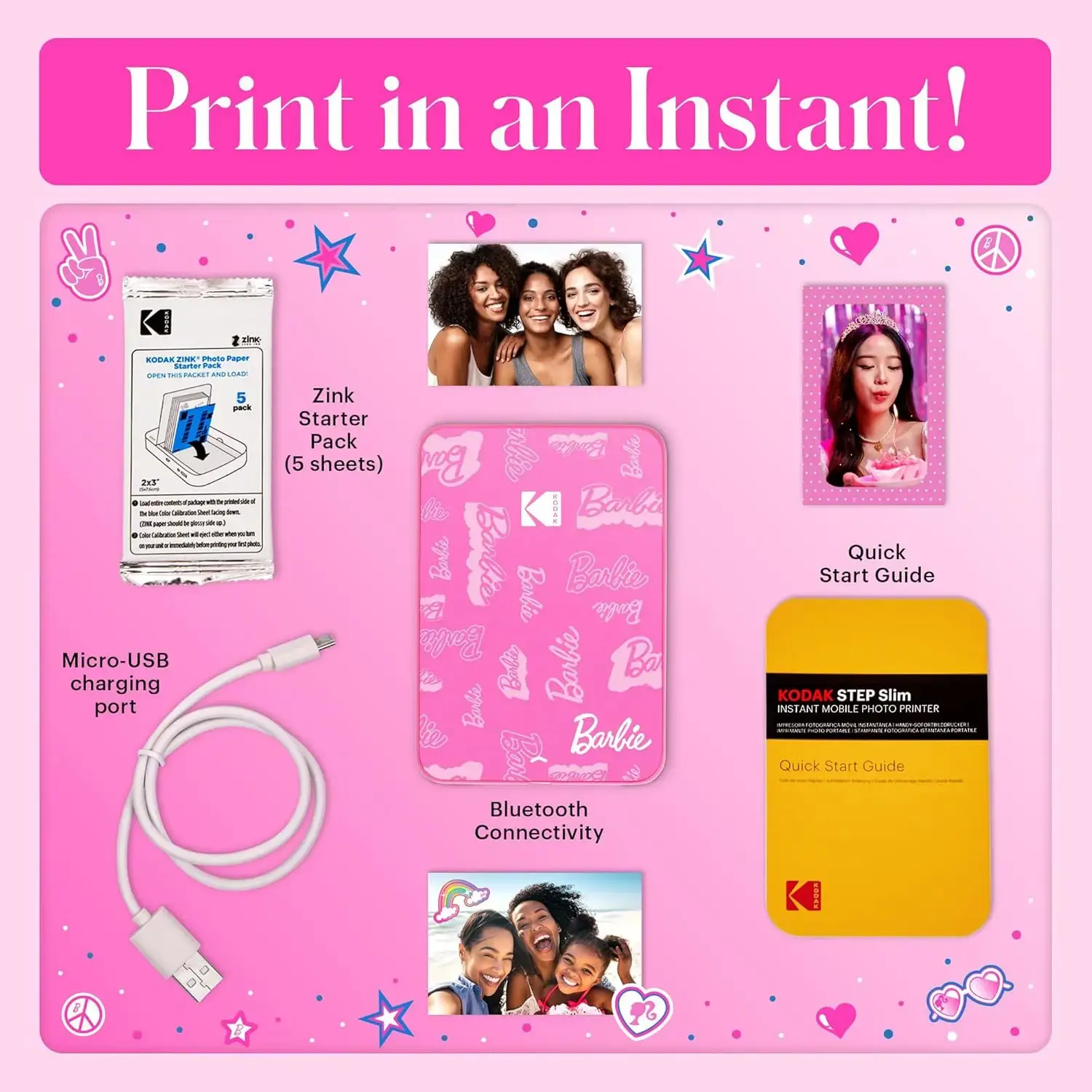 Kodak x Barbie photo printer Step Slim 2