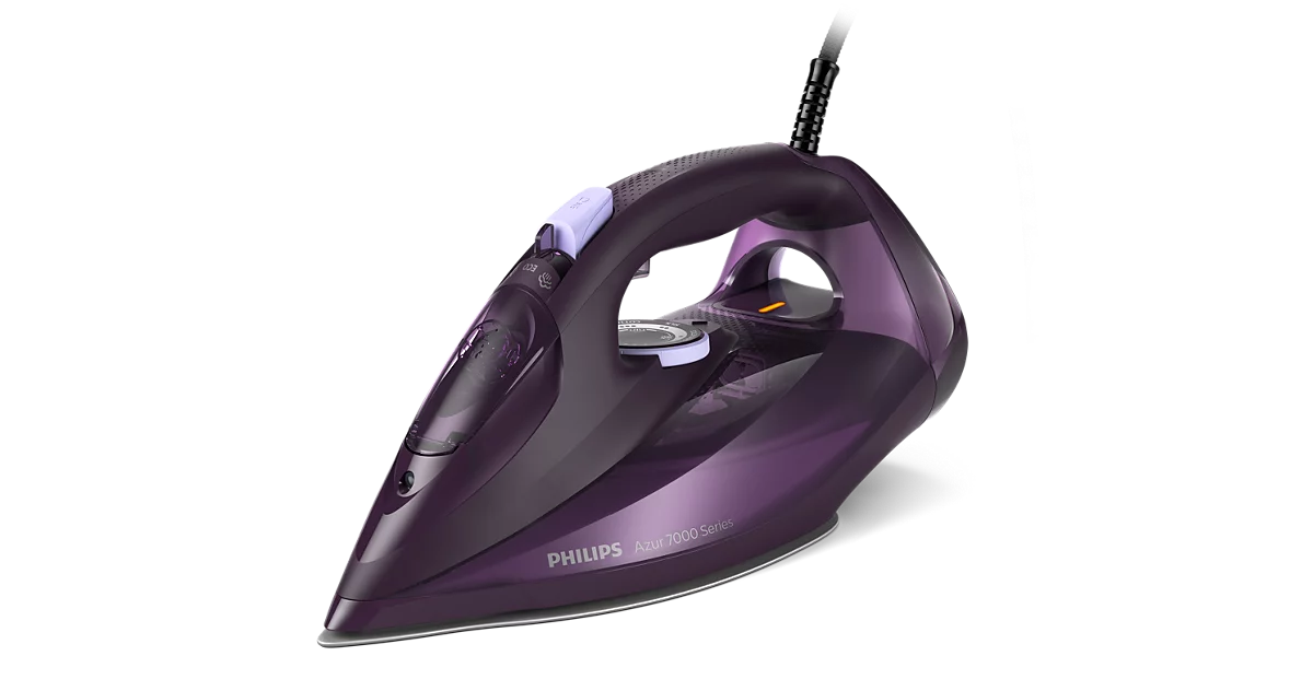 "Philips" 7000 serijos DST7051/30 HV garų lygintuvas tamsiai violetinės spalvos, garų lygintuvas, "SteamGlide Elite" padas, 2 m, 250 g/min, violetinės spalvos, 50 g/min
