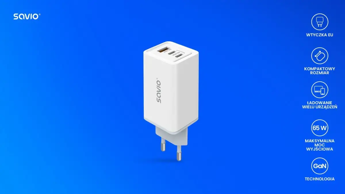 Lādētājs Savio GaN 65W