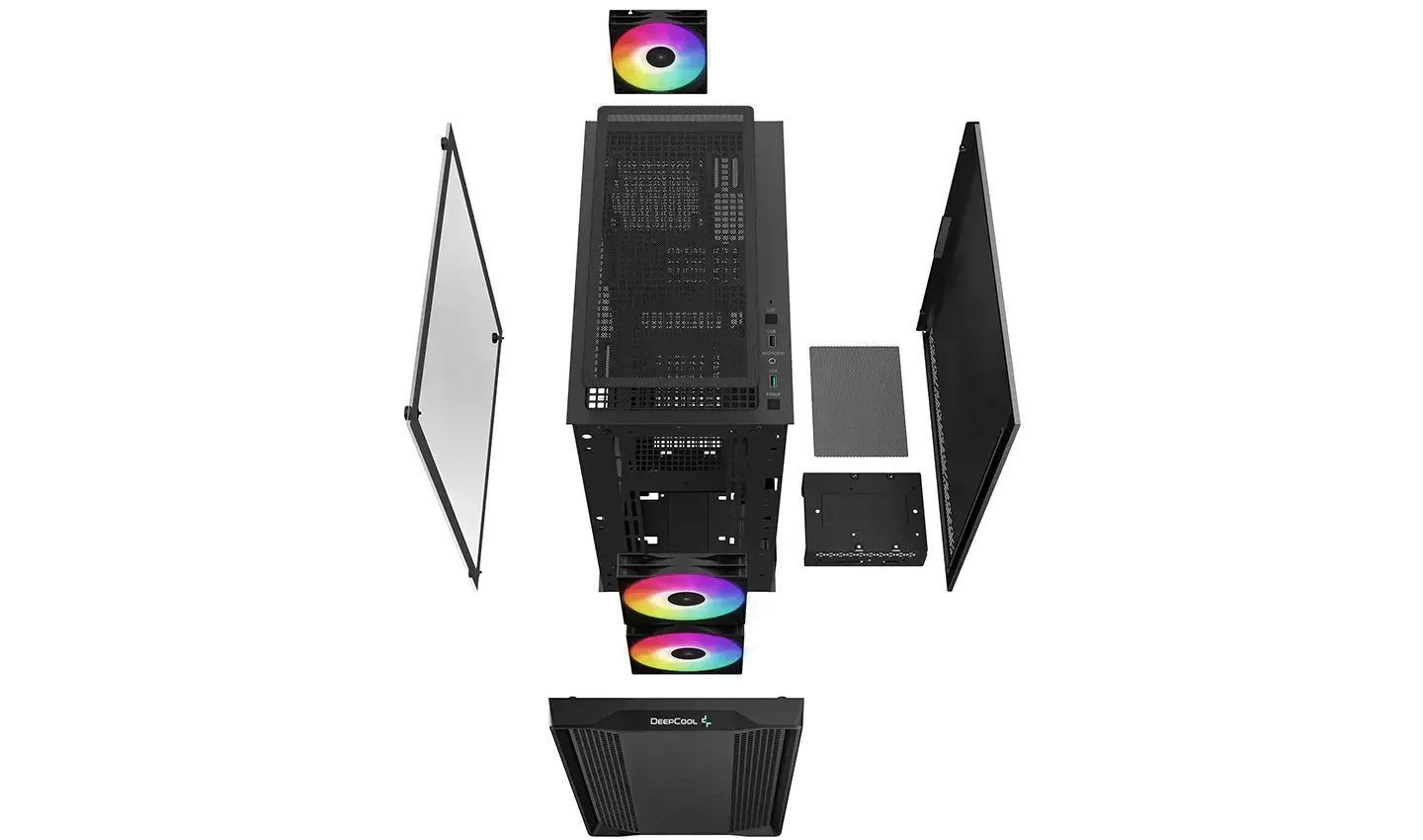 DeepCool CC360 ARGB, Mini Tower, Kompiuteris, Juoda, micro ATX, Mini-ITX, ABS, Plienas, Grūdintas stiklas, Multi