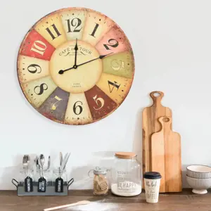 Sieninis laikrodis, 60 cm, spalvotas, vintažinio dizaino