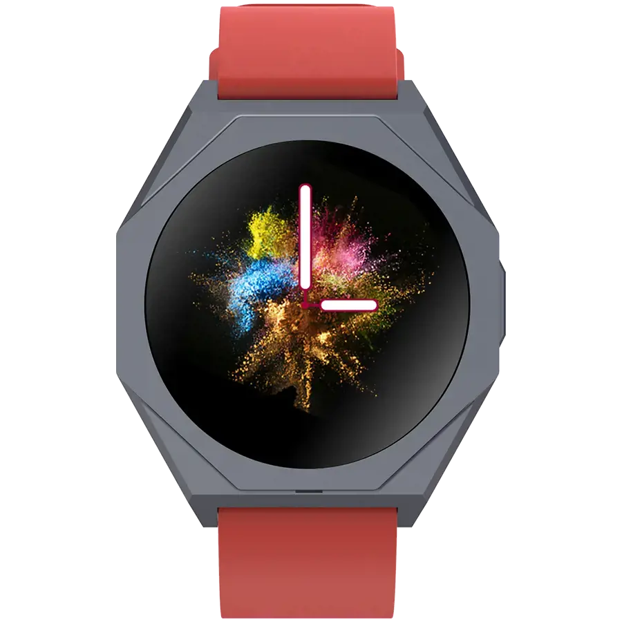CANYON Otto SW-86, išmanusis laikrodis Realtek 8762DK LCD 1.3'' LTPS 360X360px, G+F 1+gesture 192KB ličio jonų polimero baterija 3.7v 280mAh, ginklo aliuminio lydinio korpuso vidurinis rėmas + plastikinis apatinis korpusas + šiltas raudonas silikoninis dirželis + ginklo dirželio sagtis. šeimininkas: 45,4 * 42,4 * 9,6 mm.