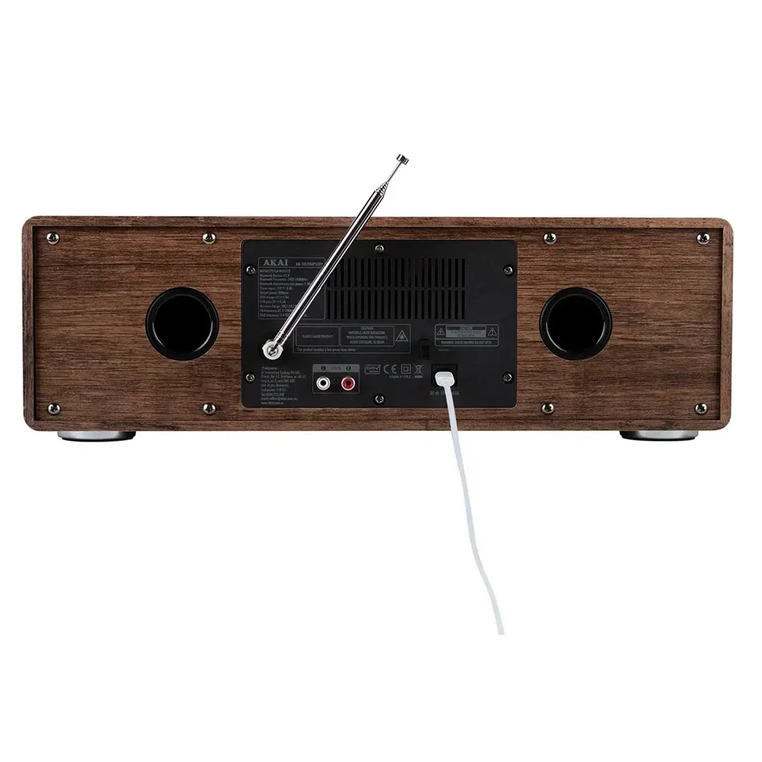 AKAI AM-100 RHAPSODY Stereo system 30W RMS, Bluetooth 5.0, DAB+/FM, CD/USB, AUX, brown black