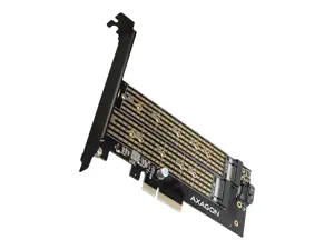 AXAGON PCEM2-D PCI-E 3.0 4x - DUAL M.2 SSD (NVMe + SATA), dviguba įtampa, iki 110 mm SSD