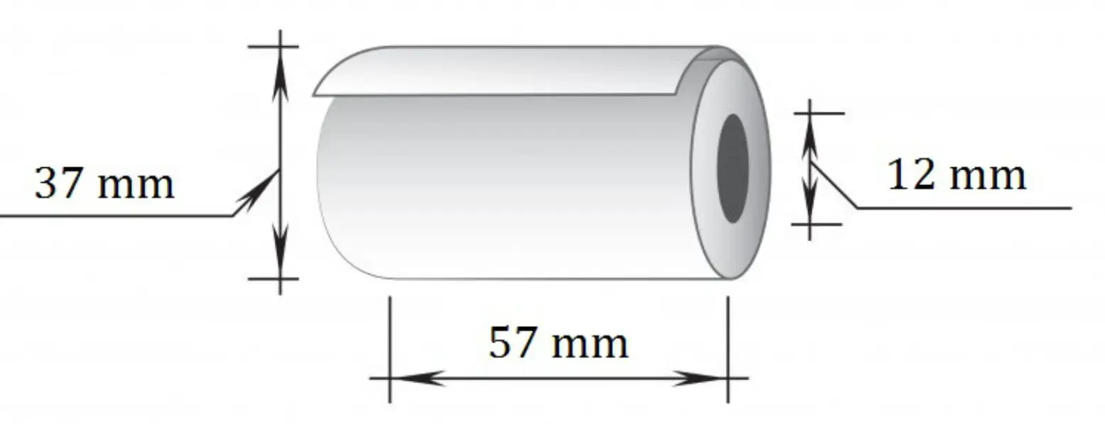 Terminė kasos juosta, plotis 57mm, ilgis 15m, įvorė 12mm, skersmuo 37mm, 10vnt./pak.