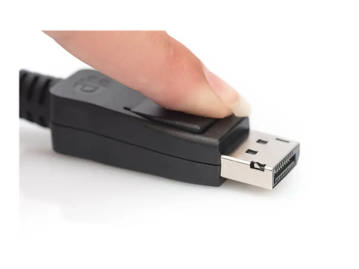 DIGITUS DisplayPort jungiamasis kabelis DP M/M 1,0 m su užraktu Ultra HD 8K Vers. 1.3/1.4 bl