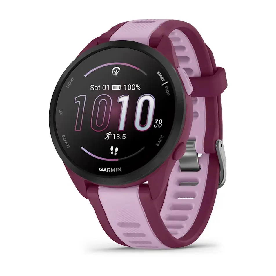Išmanieji laikrodžiai "Garmin Forerunner 165 Music", uogų spalvos