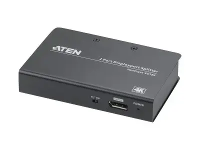 ATEN 2 prievadų 4K DisplayPort 1.2a skirstytuvas, DisplayPort, 2x DisplayPort, 4096 x 2160 taškų, juodas, metalinis, 4K Ultra HD
