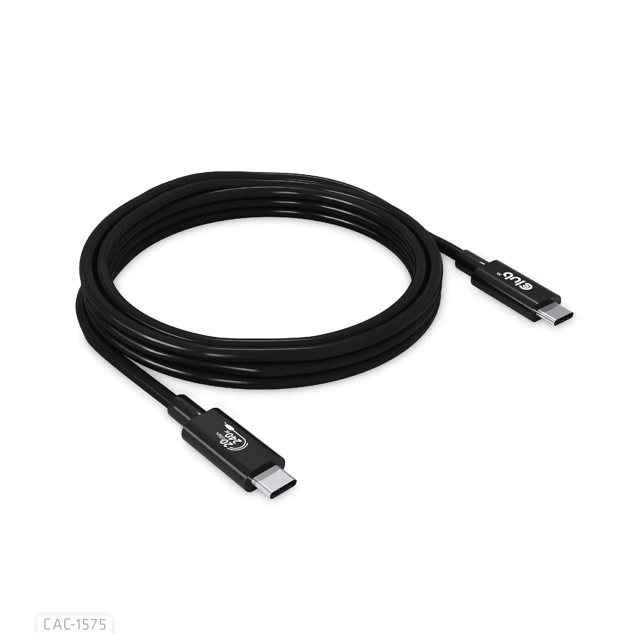 CLUB3D USB4 Gen2x2 Type-C Bi-Directional Cable 4K60Hz, Data 20Gbps, PD 240W(48V/5A) EPR M/M 2m, 2 m, USB C, USB C, USB4 Gen 2x2, 20000 Mbit/s, Black