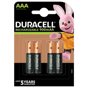 „Duracell Recharge 900 mAh“ AAA baterijos, 4 baterijų pakuotė
