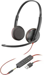 POLY Blackwire 3225 Stereo USB-A Headset, Wired, Office/Call center, 87 g, Headset, Black