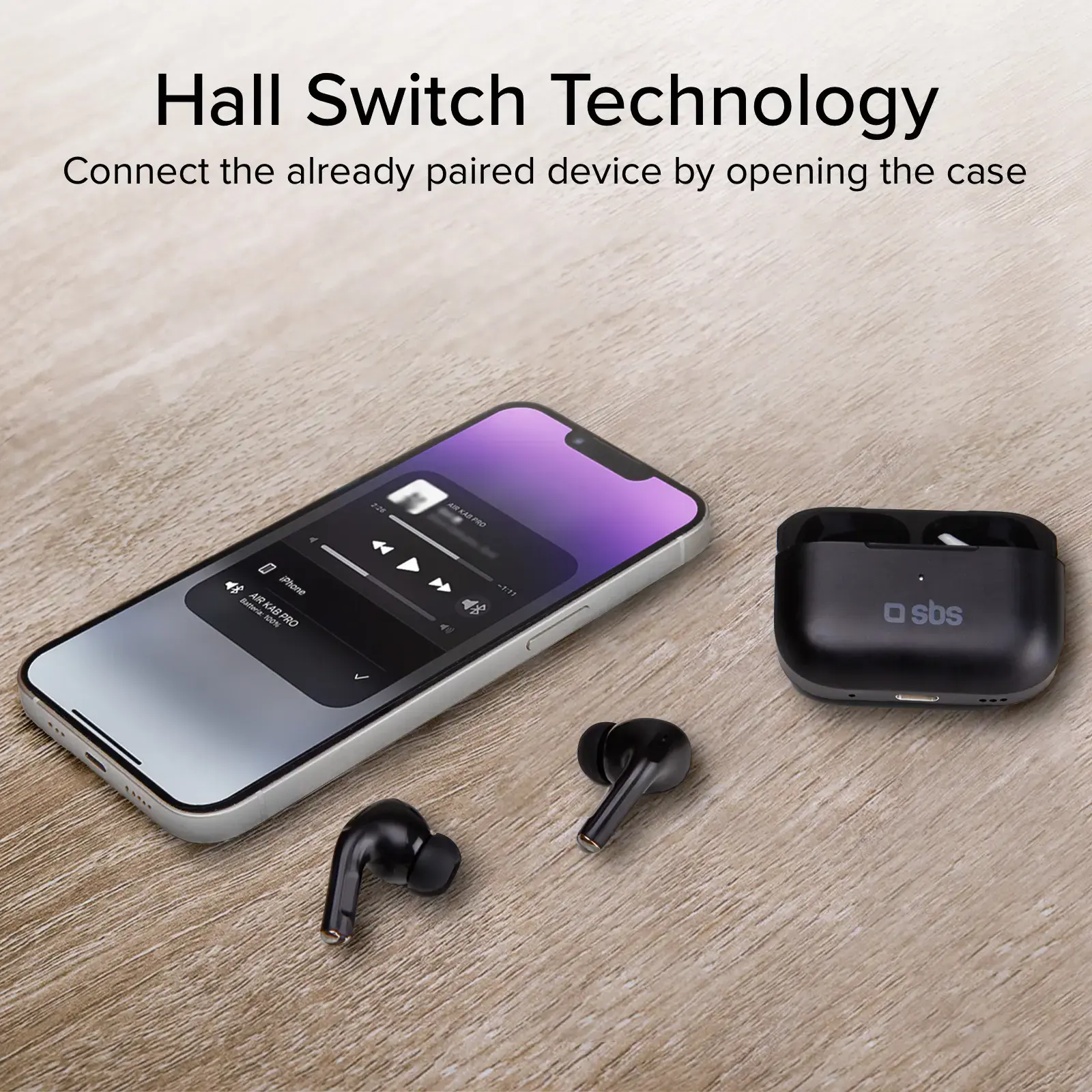 SBS wireless earbuds Air Kab Max TWS, black