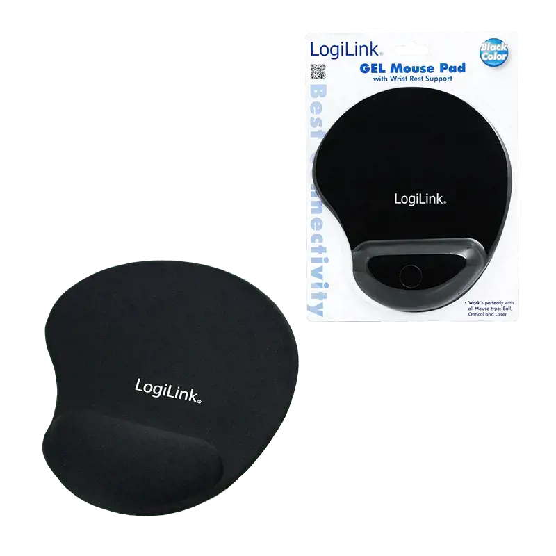 LOGILINK ID0027 LOGILINK - Gelinis pelės kilimėlis su riešo atrama, juodas