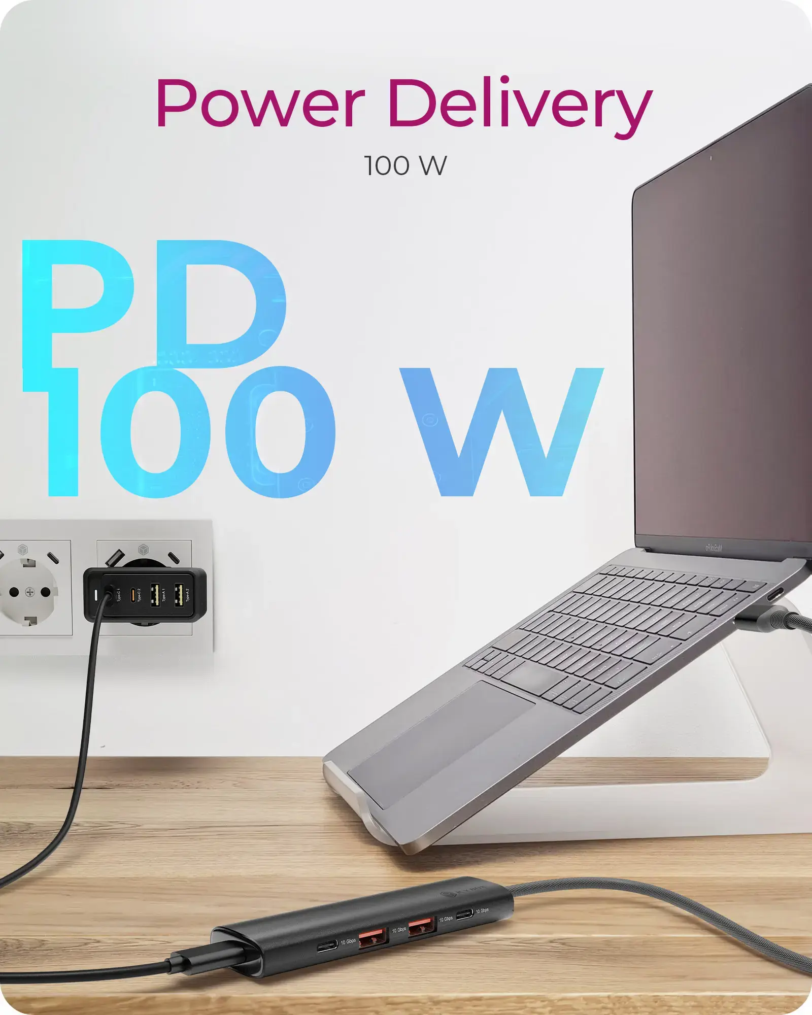Raidsonic | 4-Port USB 3.2 Gen 2 Hub with Power Delivery | IB-HUB1437-CPD