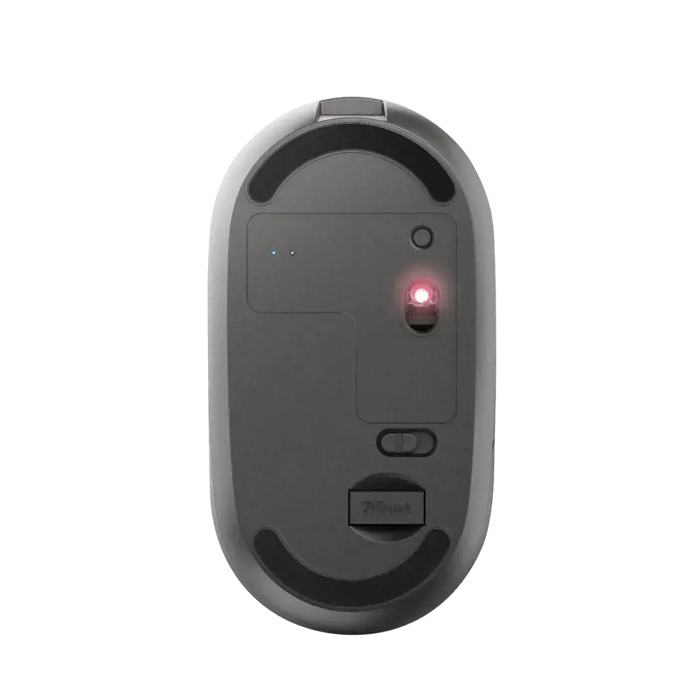 "Trust Puck", dvipusis, optinis, RF belaidis + "Bluetooth", 1600 DPI, juodas