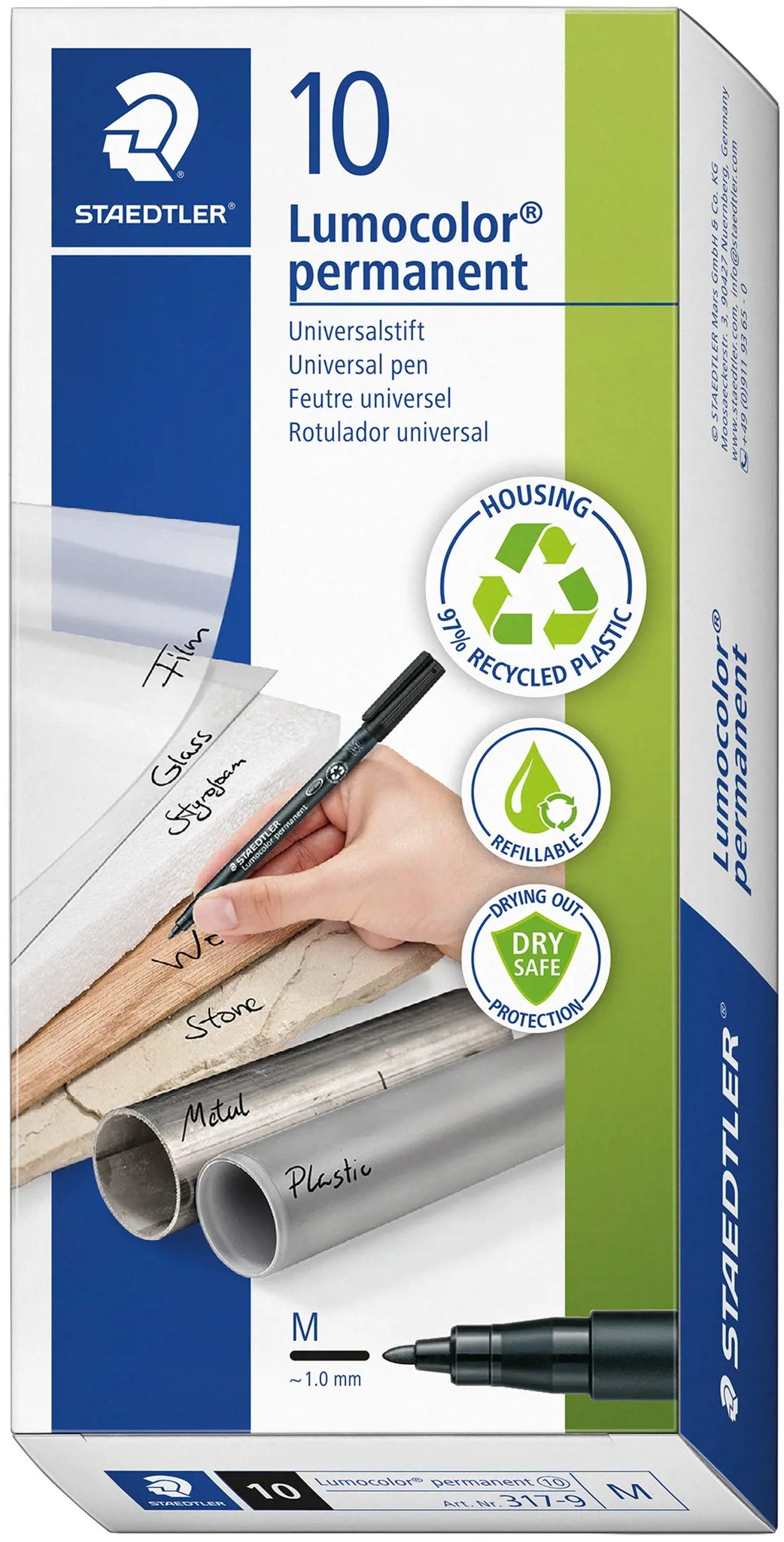 Žymeklis STAEDTLER OHP LUMOCOLOR 317/318, 1,0 mm, JUODA