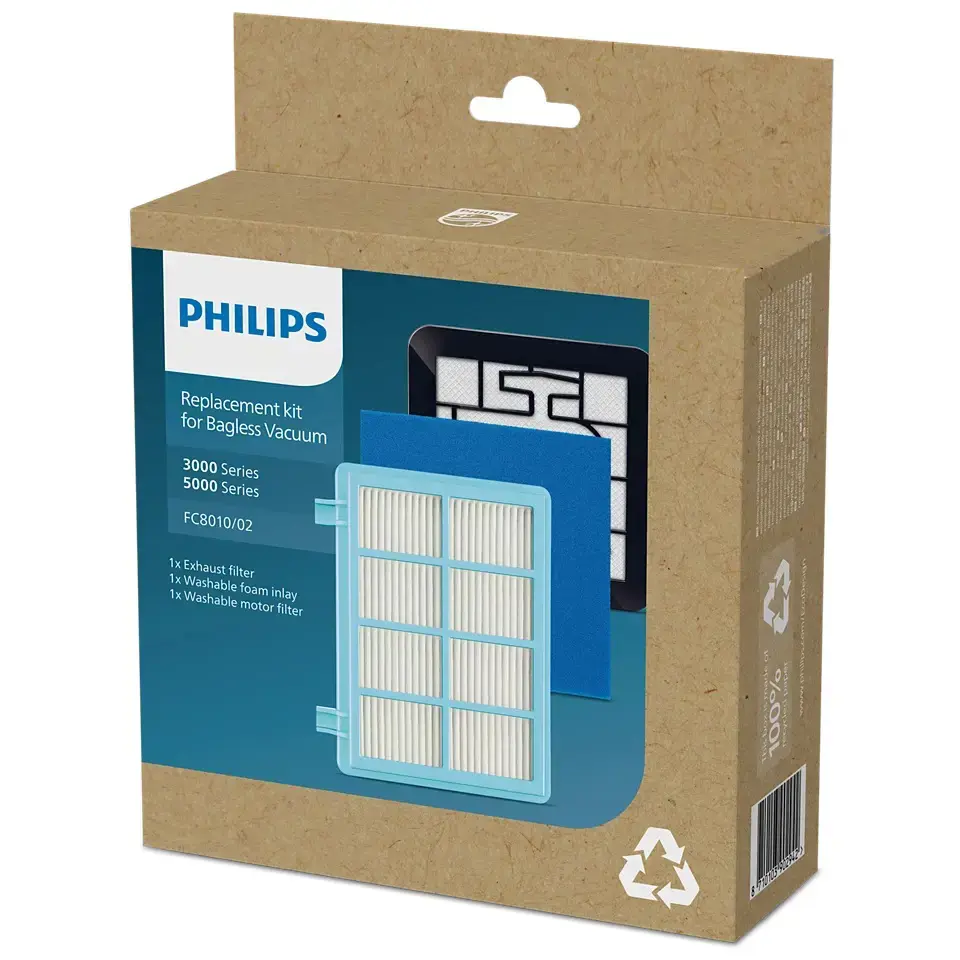 "Philips" 1x išmetimo filtro keitimo rinkinys, rankinis dulkių siurblys, filtras, baltas, "Philips", "PowerPro Active": FC9549-FC9553, FC9555, FC9556, FC9573, FC9576, FC9588, FC9569-FC95701..., 3 vnt.