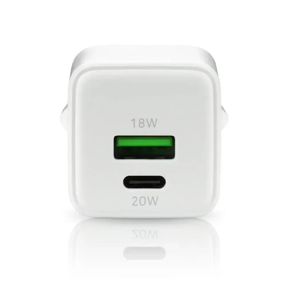 Charger 1 x USB, 1 x USB-C Quick Charge 3.0 20W white