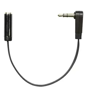 Adapteris DELTACO 3.5mm M kampinis - 3.5mm F, 0.1m, juodas lankstus / AUD-203