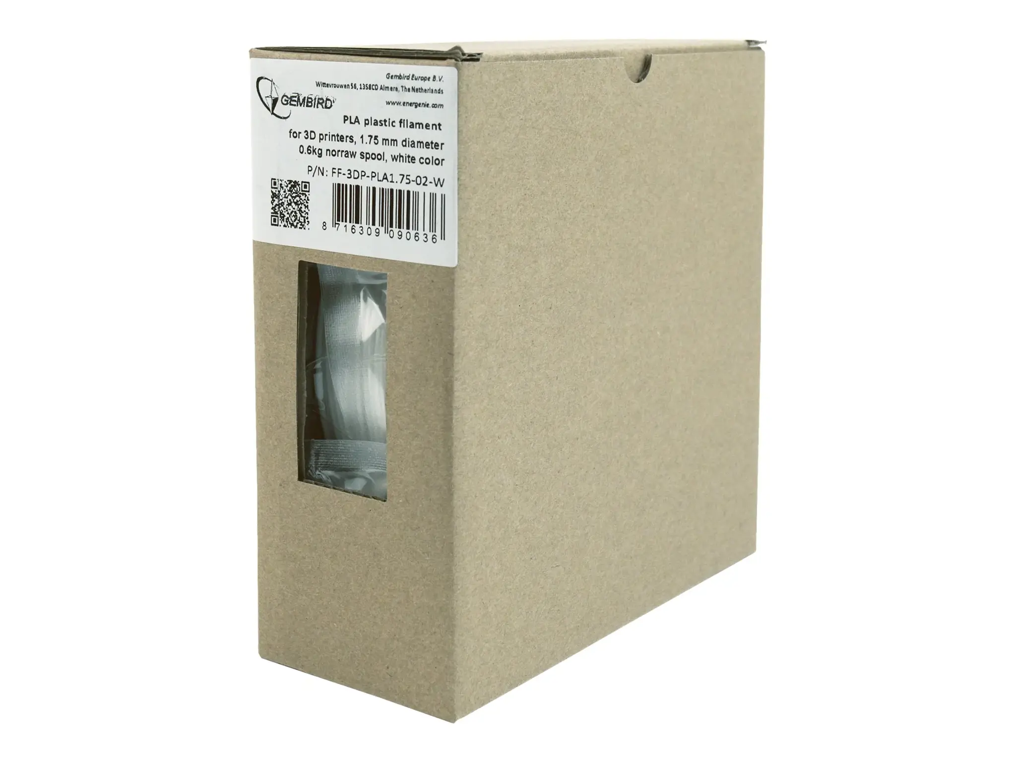 GEMBIRD 3DP-PLA+1.75-02-W Gembird PLA-plus White 1,75mm 1kg