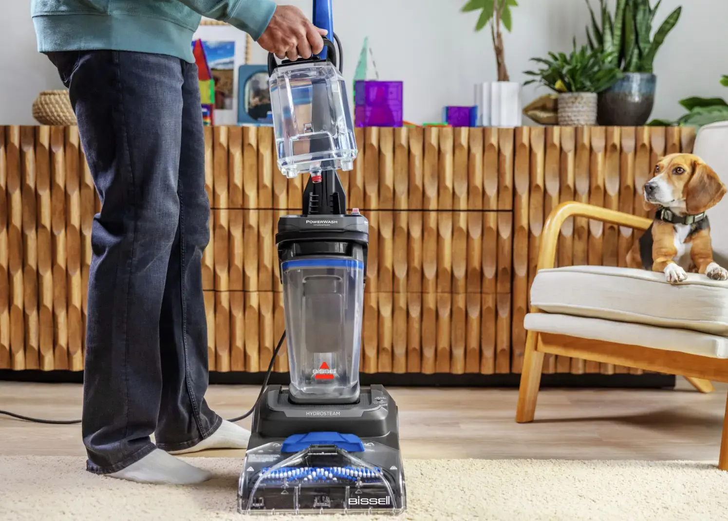 Bissell Carpet Cleaner | PowerWash Hydrosteam | Corded operating | Washing function | 1400 W | Black/Cobalt Blue