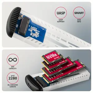 SSD ACC ENCLOSURE M.2 NVME/USB-C EEM2-SC AXAGON