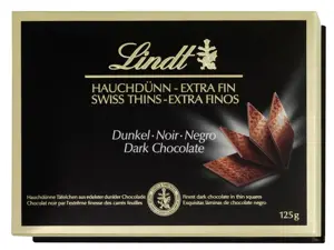 LINDT THINS juodasis šokoladas, 125g