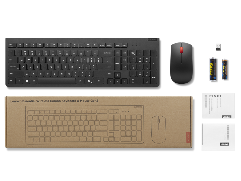 Lenovo Essential Wireless Combo Keyboard & Mouse Gen2 | Keyboard and Mouse Set | Wireless | Mouse included | Lithuanian | Black